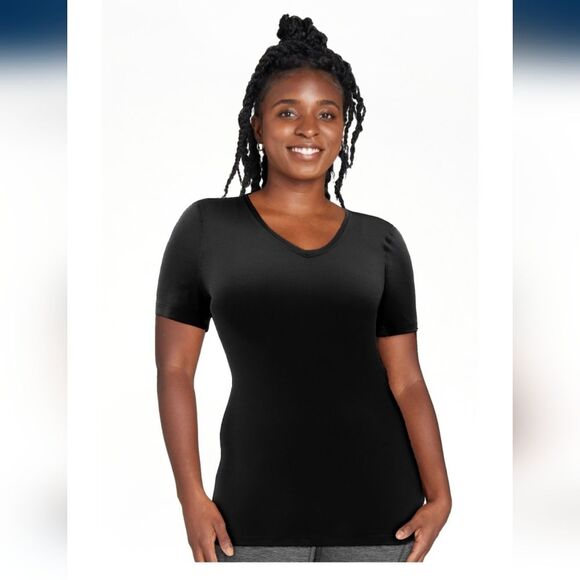 Athletic Works Women's Core Active Short Sleeve V-Neck T-Shirt Color Pink - Picture 7 of 7